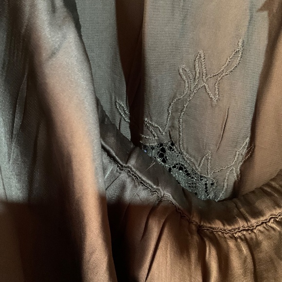 Anthropologie moss green maxi slip skirt satin and lace plus size 3X olive NWOT - Picture 10 of 16